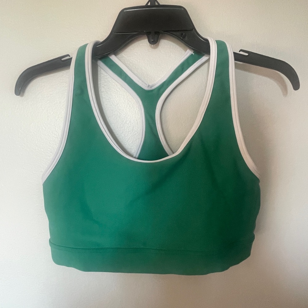 Old Navy Vibrant Green Sports Bra with White Trim